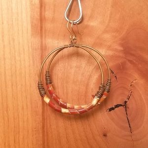 Leather wrapped hoop earrings